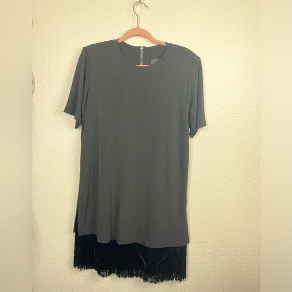 LE SUPERBE fringe Fitzerald padded shoulder black dress Small - Picture 7 of 7